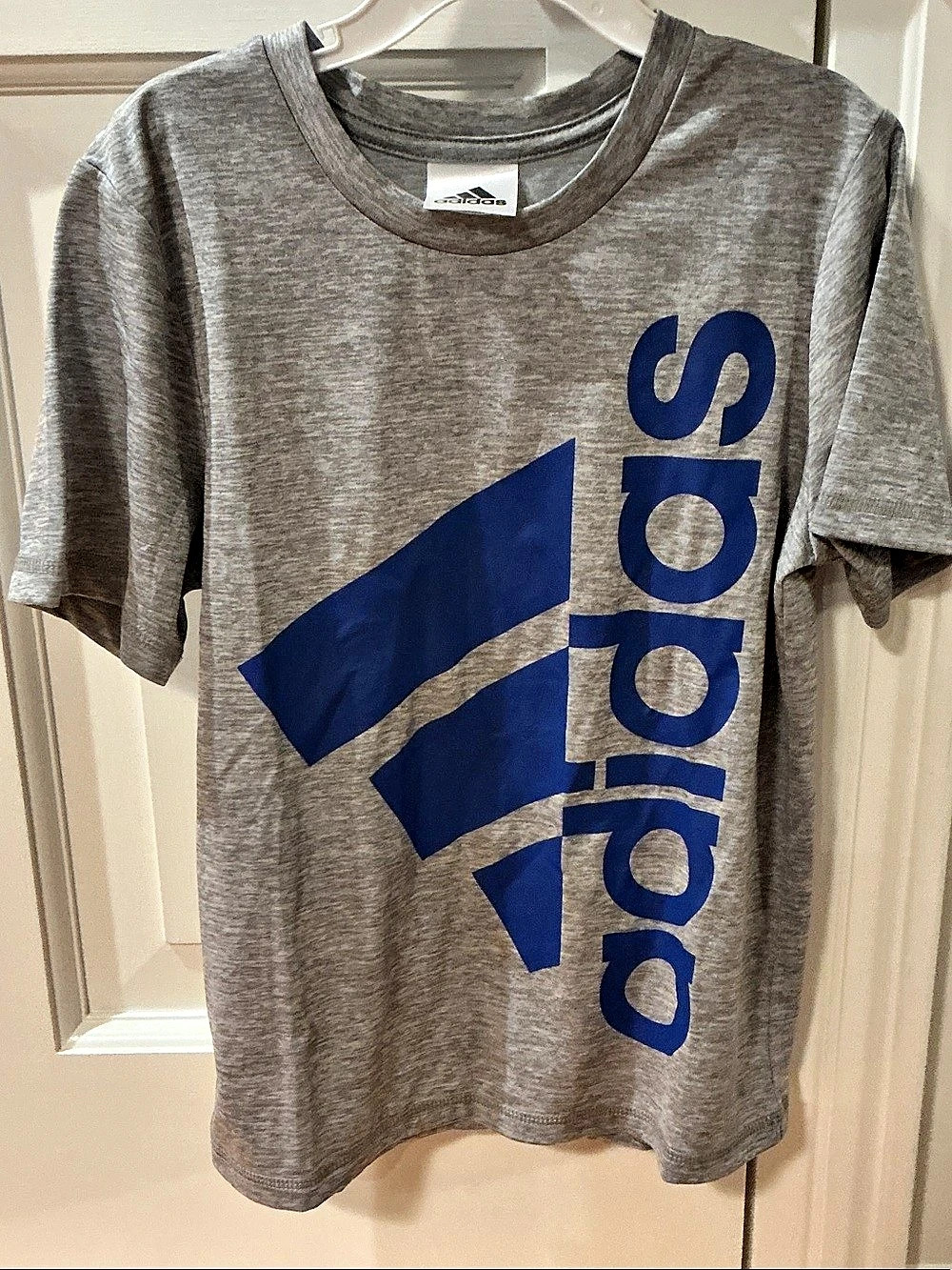 adidas Big Logo Heathered T-Shirt Gray & Blue
